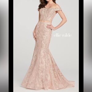 Ellie Wilde Mon Cheri Rose Blush Embroidered Dress